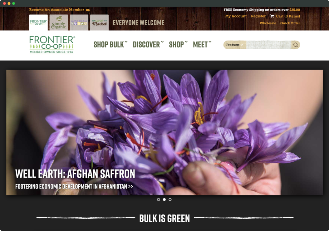 Frontier coop platform modernization homepage