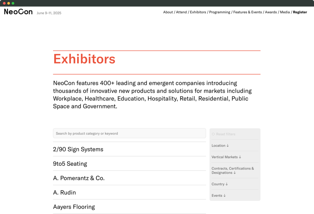 Necon exhibitor directory
