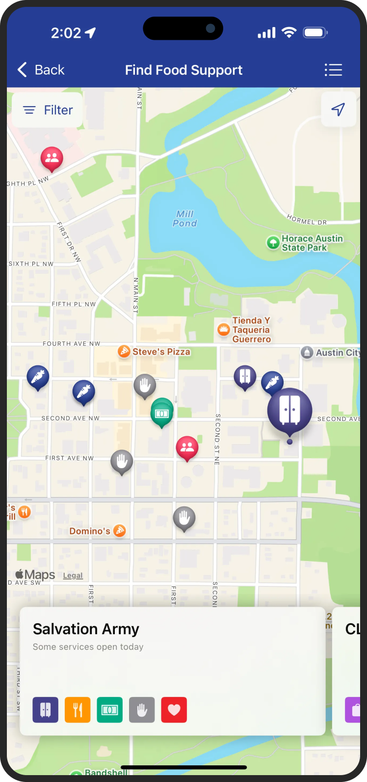 Hometown food security app map
