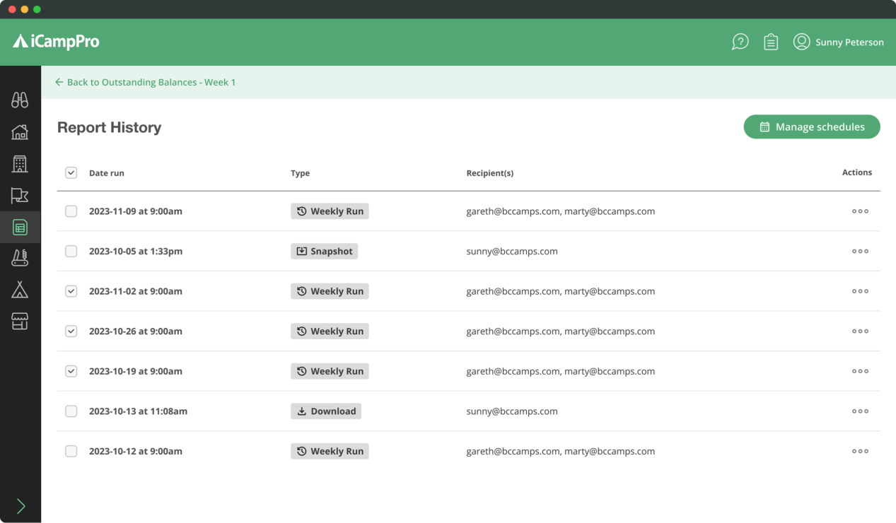 Icamppro report history